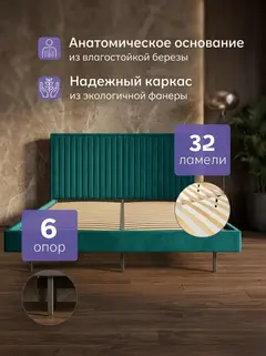 Сонна-160 изумрудный (зеленый) велюр - миниатюра 3