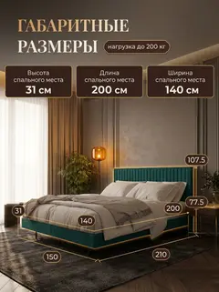 Сонна-140 изумрудный (зеленый) велюр - миниатюра 2