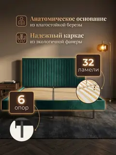 Сонна-140 изумрудный (зеленый) велюр - миниатюра 3