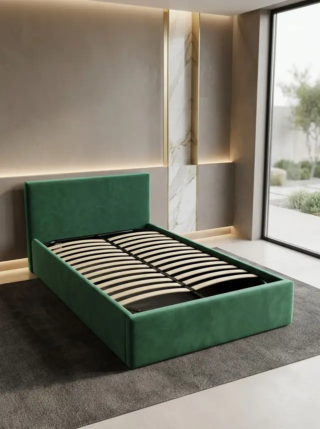 Кровать Парма 120х200 изумрудный велюр, 210×128×81 см