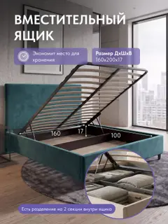 Кровать Парма, Стронг 160х200 зеленый — фото 3