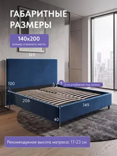 Кровать Парма, Стронг 140х200 синий