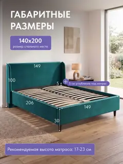 Кровать Парма, Урбан 140х200 зеленый