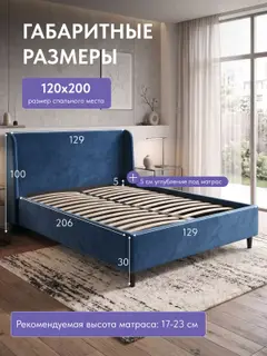 Кровать Парма, Урбан 120х200 синий