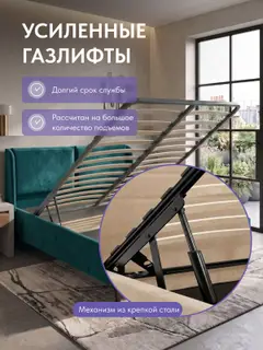 Кровать Манчестер, Урбан 160х200 зеленый — фото 4