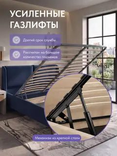 Кровать Манчестер, Урбан 140х200 синий — фото 4