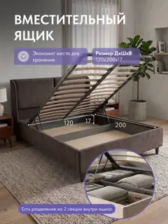 Кровать Манчестер, Урбан 120х200 коричневый — фото 3