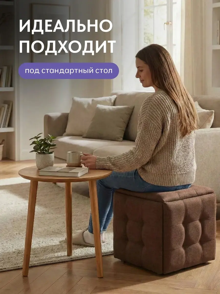 Пуф трансформер 5 в 1 Дуэт коричневый рогожка