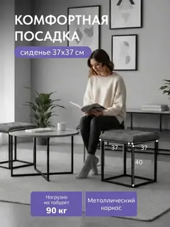 Пуф трансформер 5 в 1 малый серый рогожка — фото 3