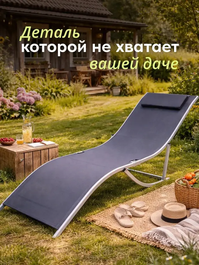 Шезлонг складной Аква серый, 50×184×75 см