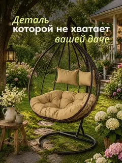 Садовое подвесное кресло-кокон Ибис коричневый/бежевый — фото 7