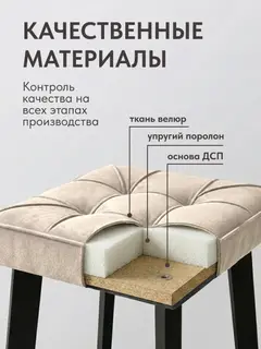 Стул Комплект табуретов Рубик 2шт бежевый велюр — фото 2