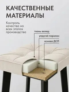 Стул Комплект табуретов Рубик 2шт молочный велюр — фото 3