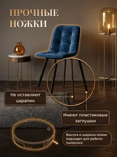 Комплект стульев Роли 2шт синий велюр — фото 5