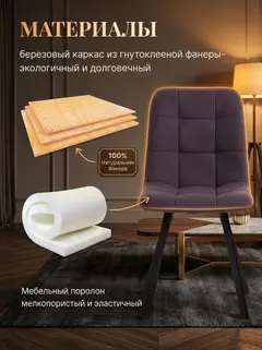 Комплект стульев Трон Лайт 2 2шт серо-фиолетовый велюр — фото 3