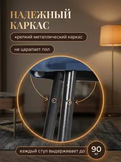 Комплект стульев Чили 2шт синий велюр — фото 3