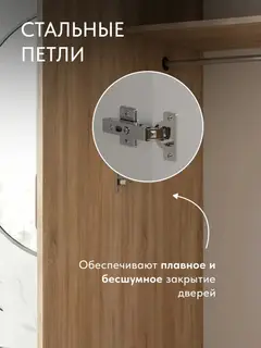 Шкаф для одежды распашной Баум двухдверный с ящиками, полками и штангой, высота 200 см — фото 5