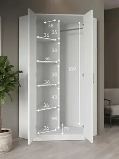 Шкаф Баум 5.09 угловой 2 дверный, 97×79×200 см