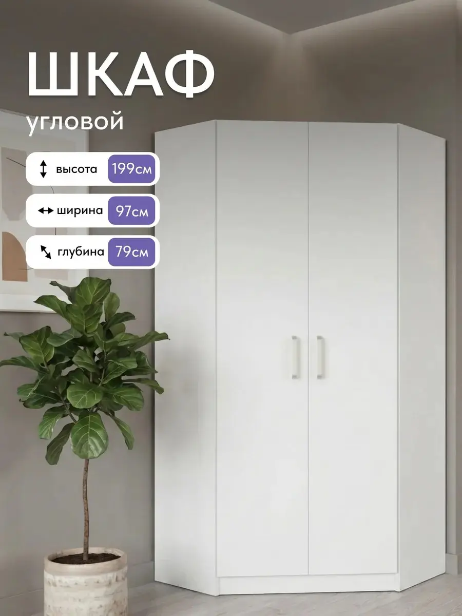 Шкаф Баум 5.09 угловой 2 дверный, 97×79×200 см — фото 2