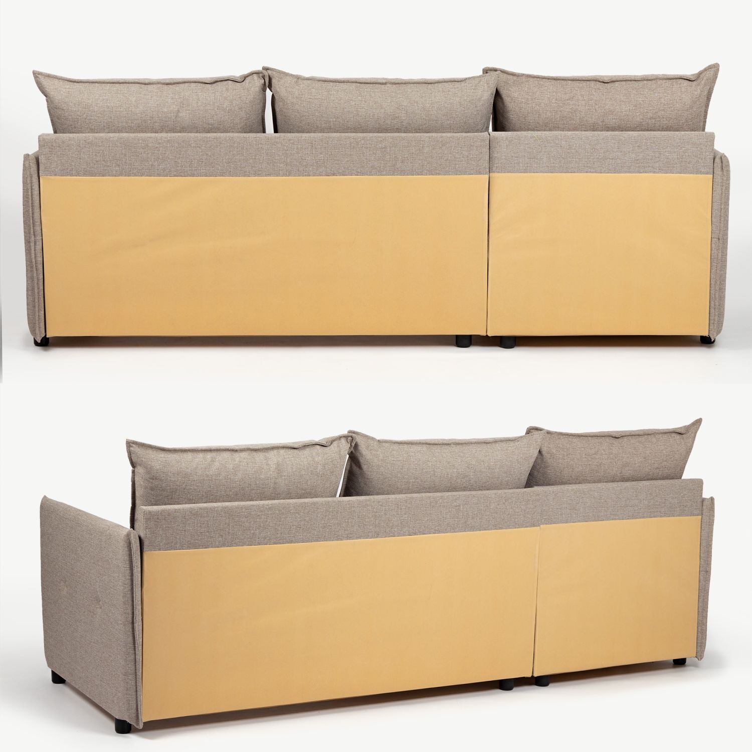 Угловой диван-кровать "Марсель", бежевый, рогожка, с подлокотниками, раскладной, дельфин, двуспальный, Divan24 в цвете Бежевый - вид 7 | Артикул: 70300351