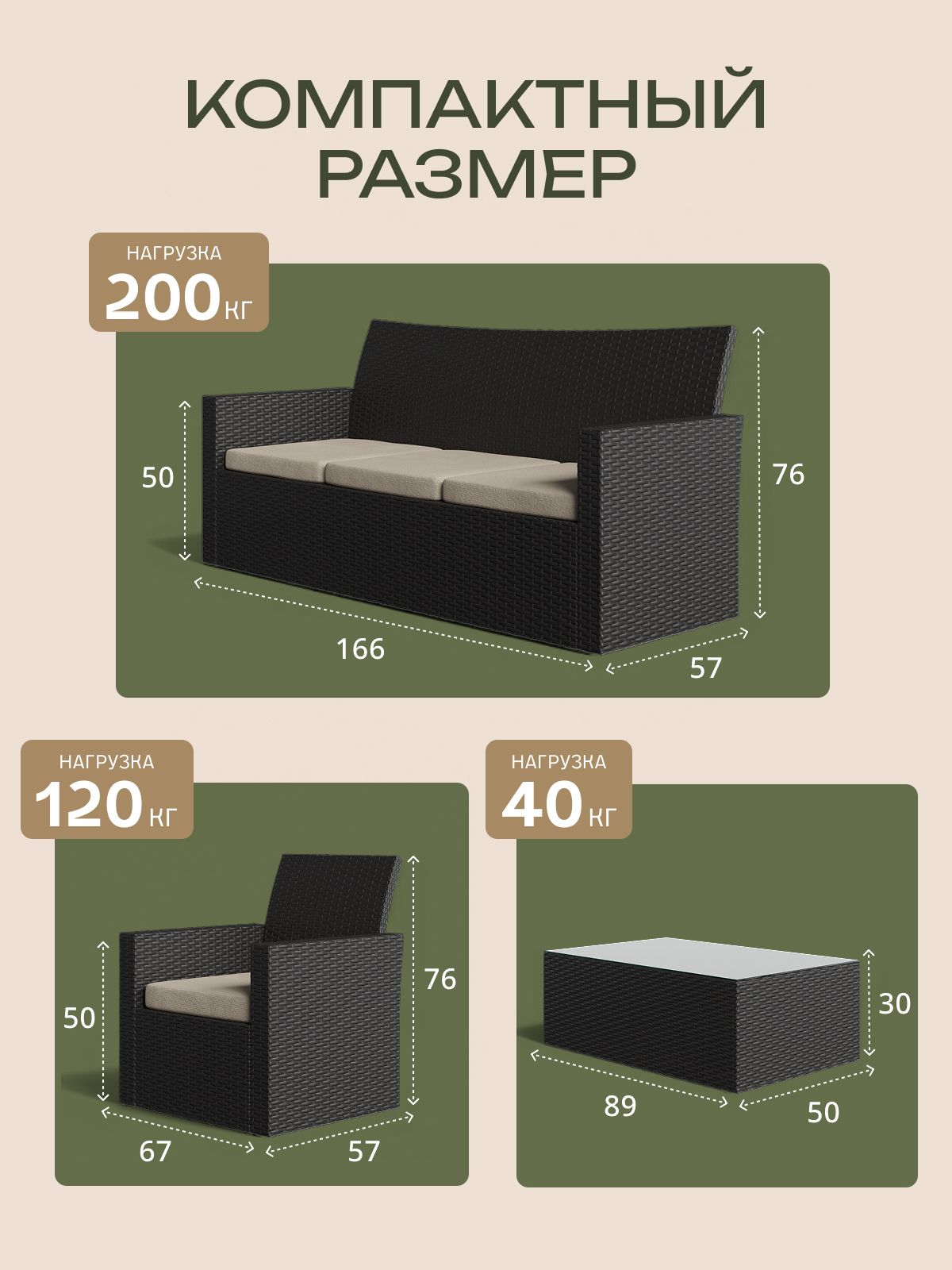 Набор садовой мебели "Касабланка" из искусственного ротанга, венге, комплект для дачи, Divan24 — дополнительное фото