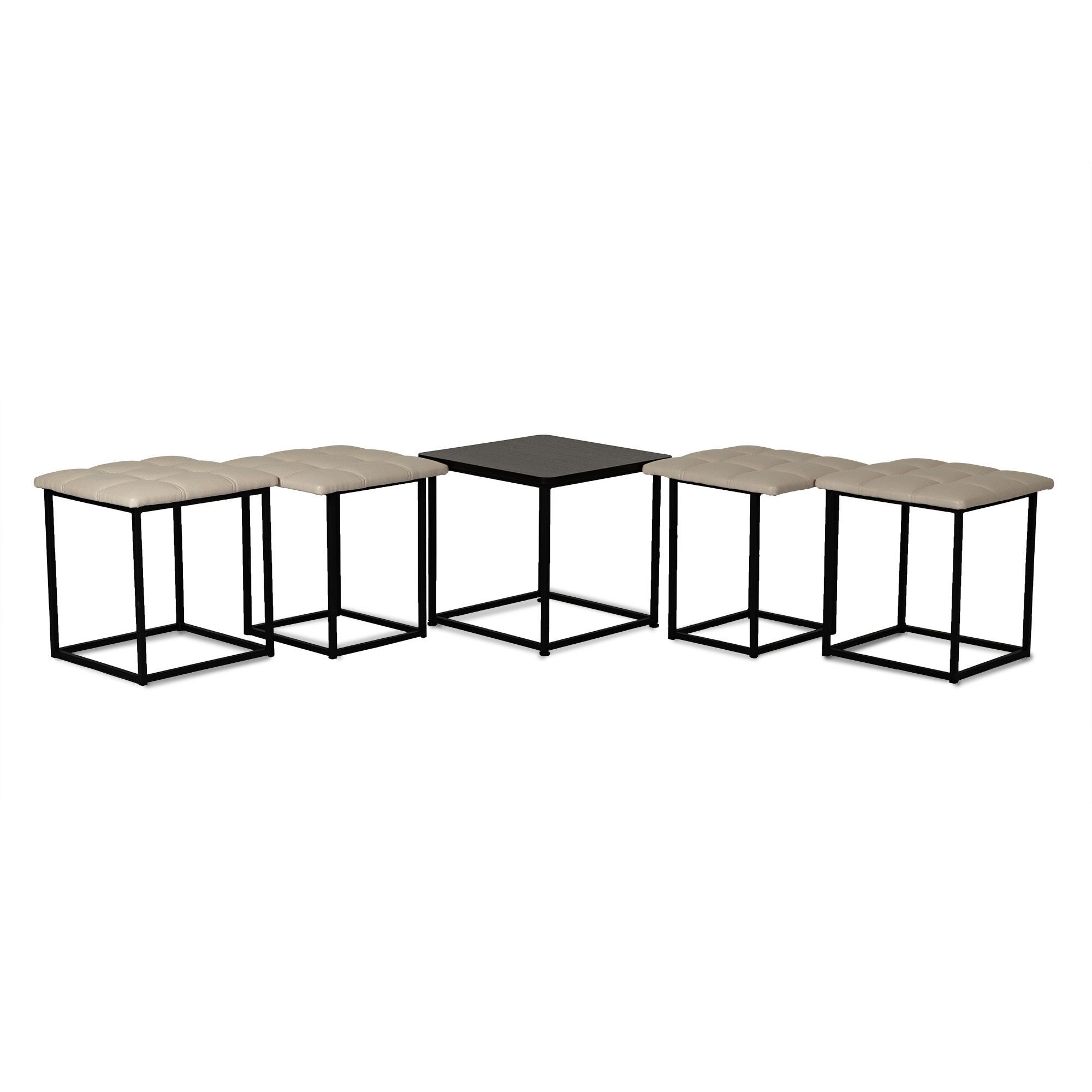 Пуф "Трансформер 5 в 1" со столом, 45x45x42 см, искусственная кожа бежевый, Divan24 в цвете Бежевый - вид 11 | Артикул: 77000202