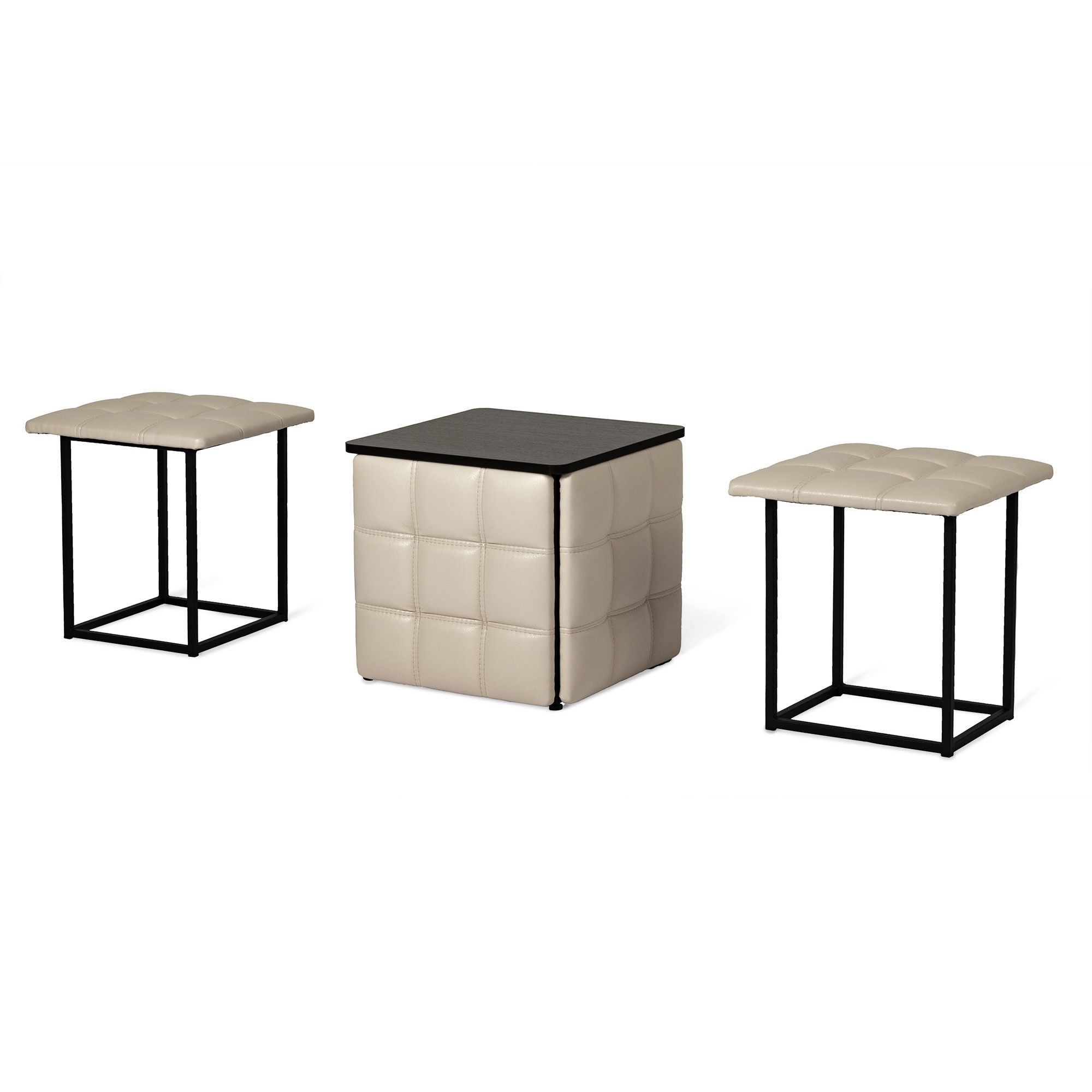 Пуф "Трансформер 5 в 1" со столом, 45x45x42 см, искусственная кожа бежевый, Divan24 в цвете Бежевый - вид 7 | Артикул: 77000202