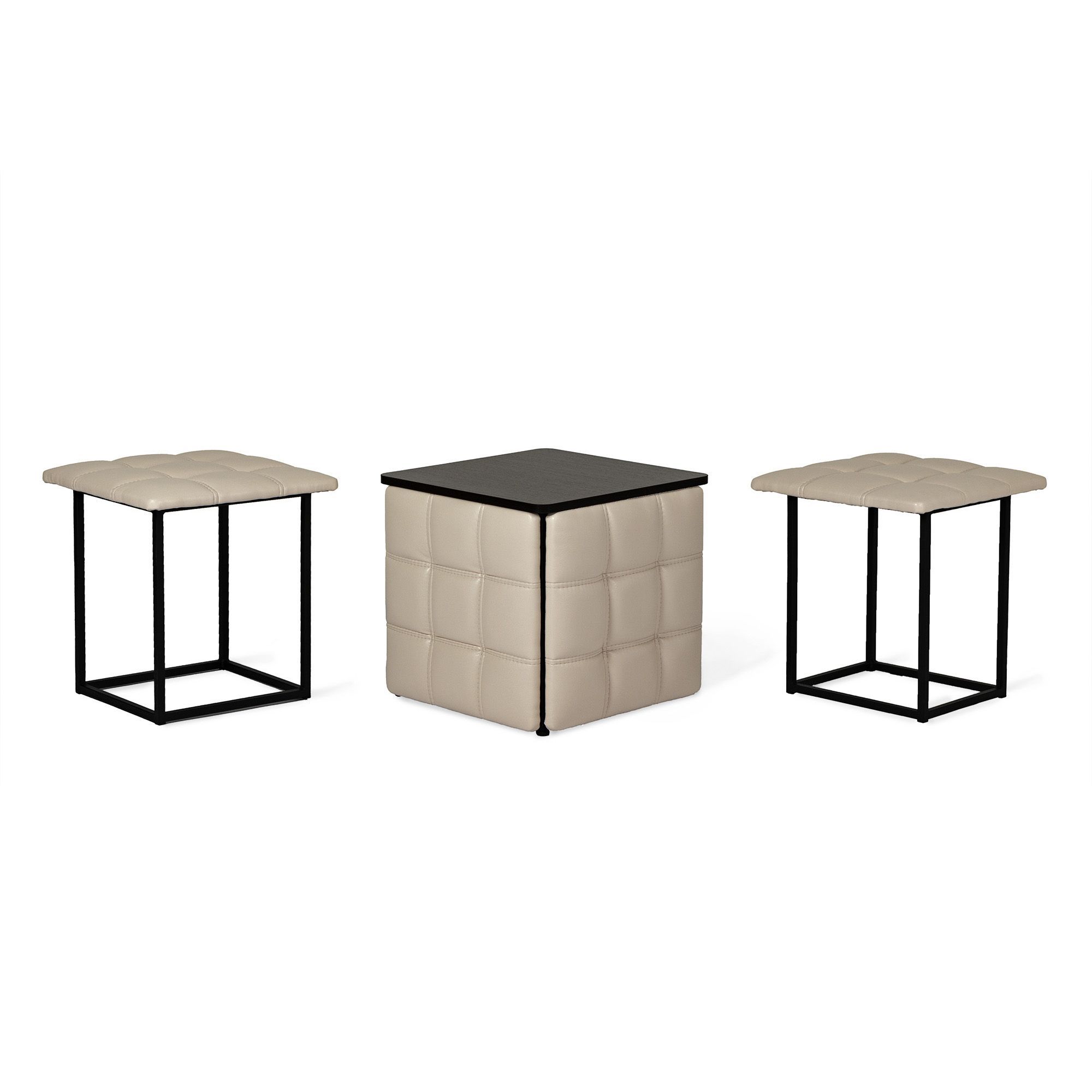 Пуф "Трансформер 5 в 1" со столом, 45x45x42 см, искусственная кожа бежевый, Divan24 в цвете Бежевый - вид 8 | Артикул: 77000202