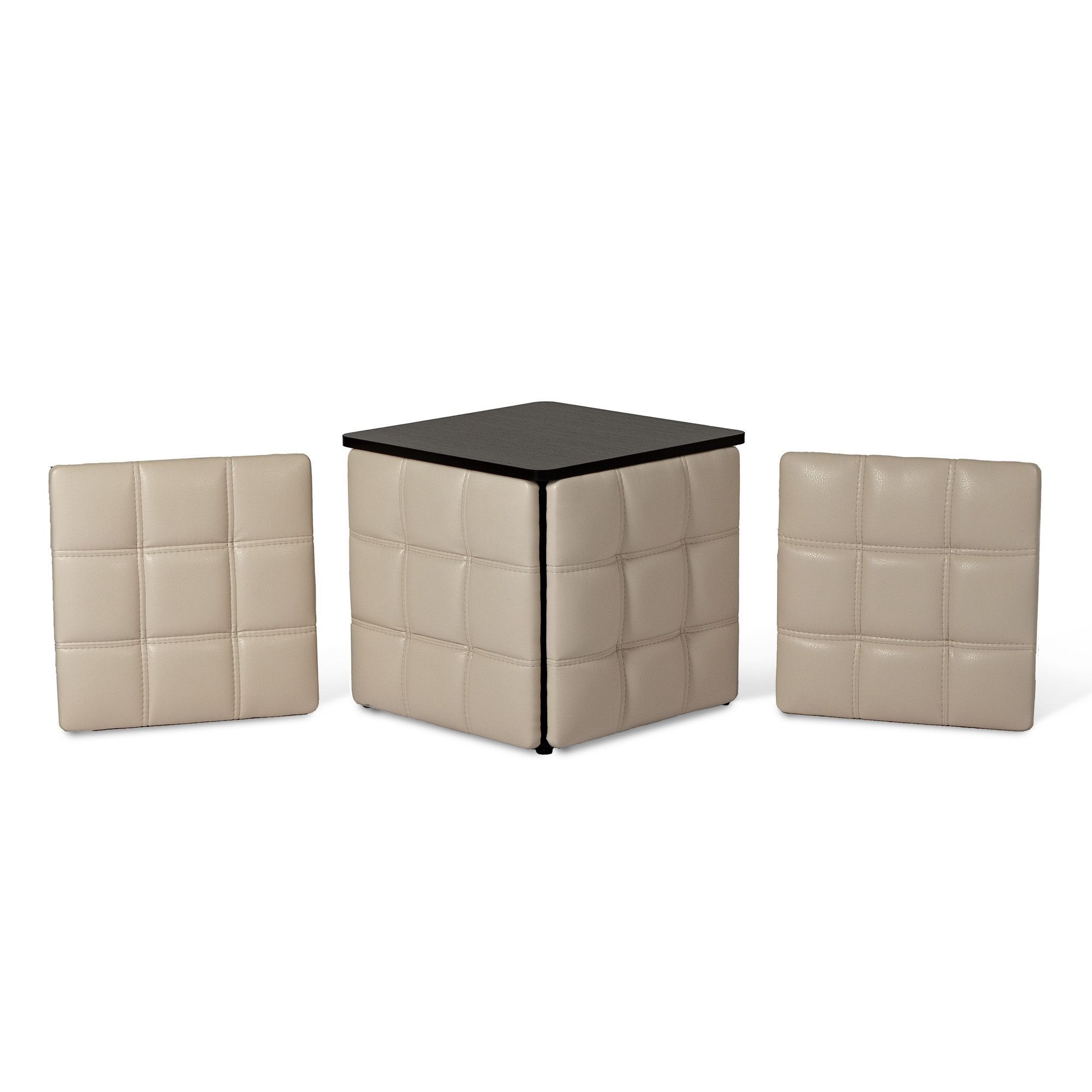 Пуф "Трансформер 5 в 1" со столом, 45x45x42 см, искусственная кожа бежевый, Divan24 в цвете Бежевый - вид 9 | Артикул: 77000202