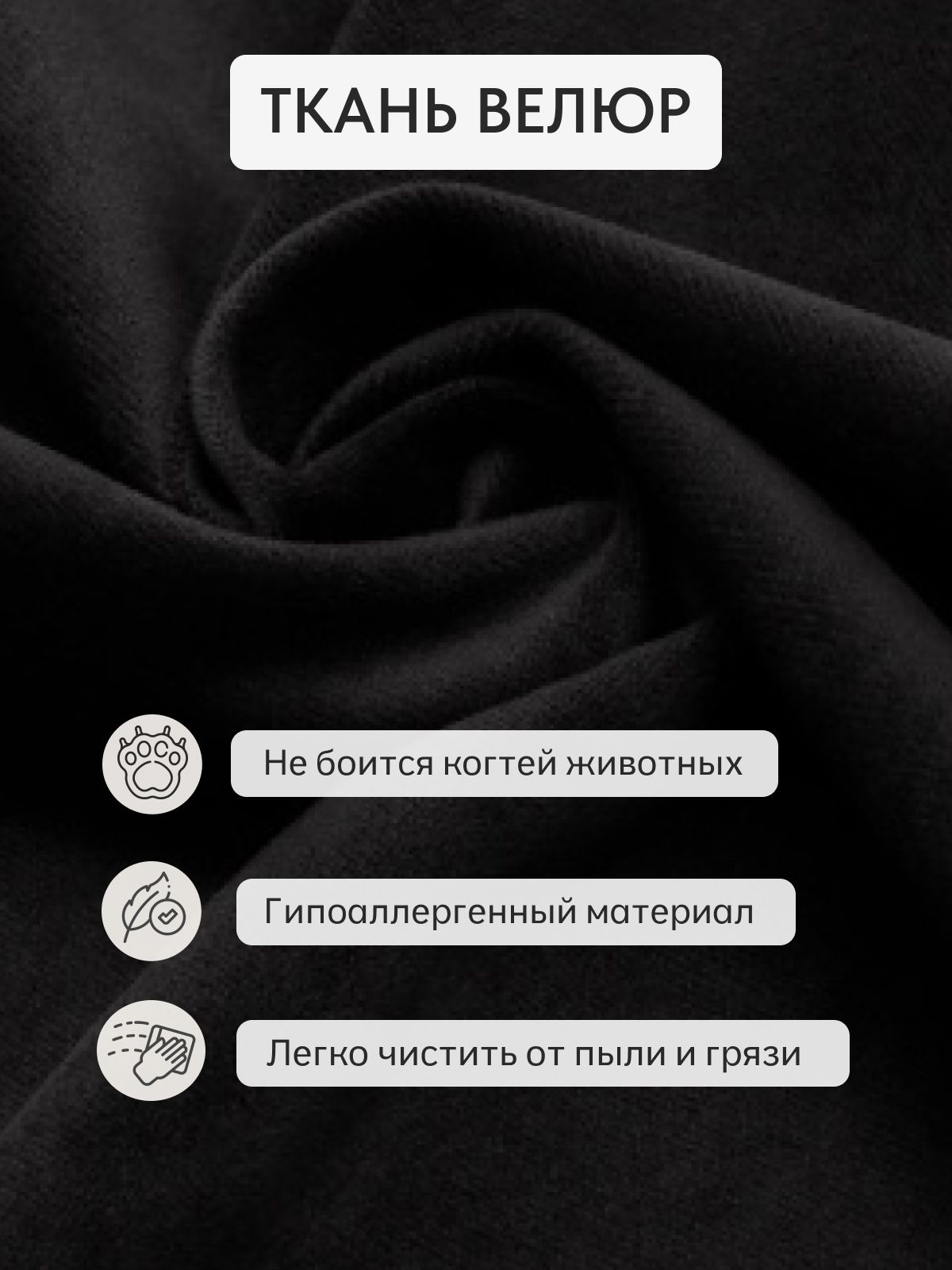 Комплект стульев "Роли", 2 шт, черный велюр, Divan24 в цвете Черный - вид 6 | Артикул: 77000204