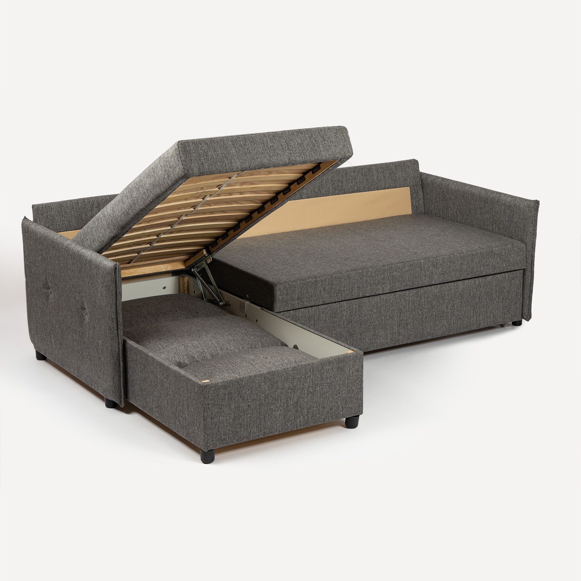 Угловой диван-кровать "Марсель", темно-серый, рогожка, с подлокотниками, дельфин, двуспальный, Divan24 в цвете Темно-серый - вид 10 | Артикул: 77400238