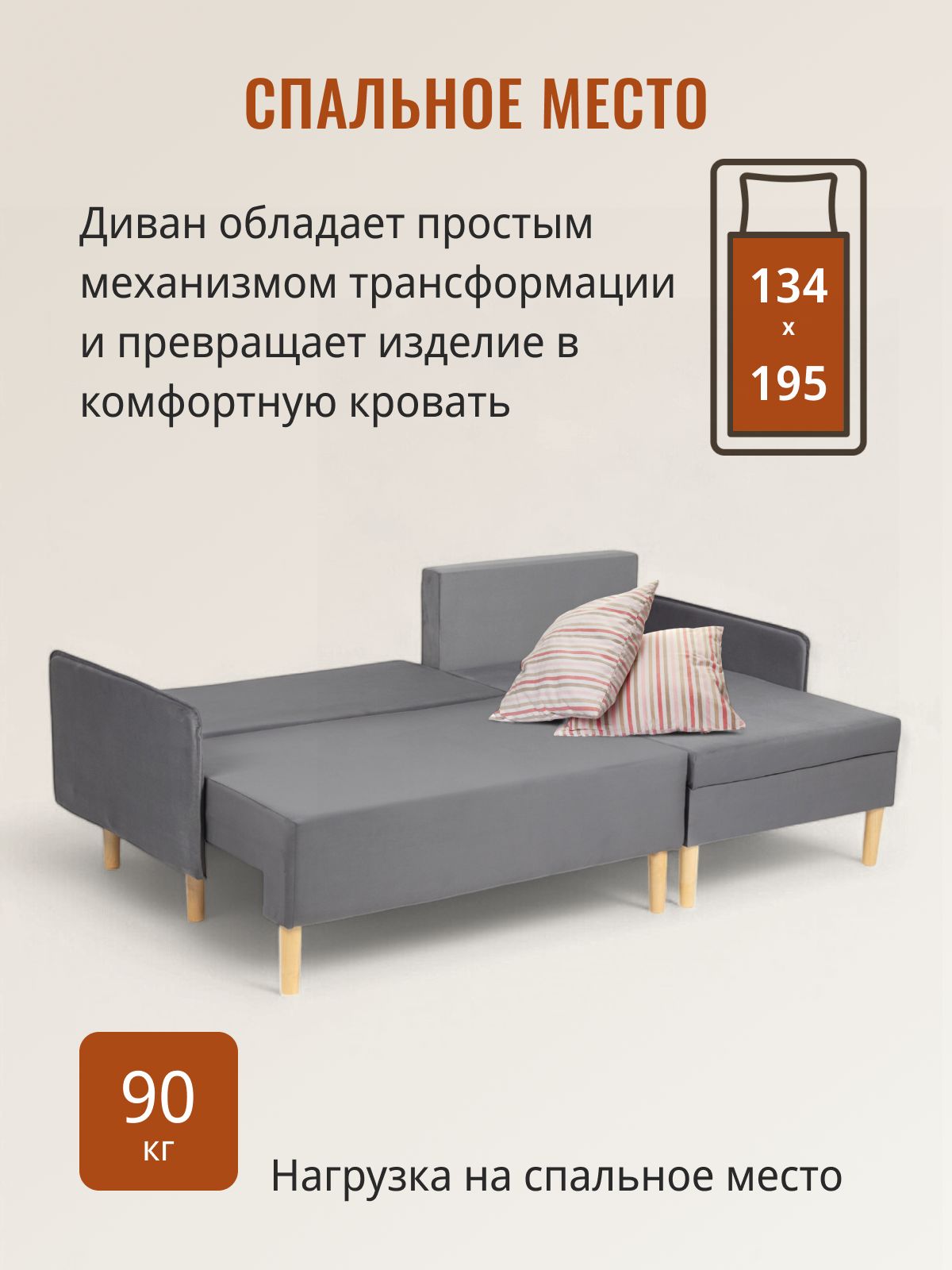 Угловой диван-кровать Неаполь серый велюр с подлокотниками еврокнижка двуспальный, Divan24 в цвете Серый - вид 6 | Артикул: 77400299