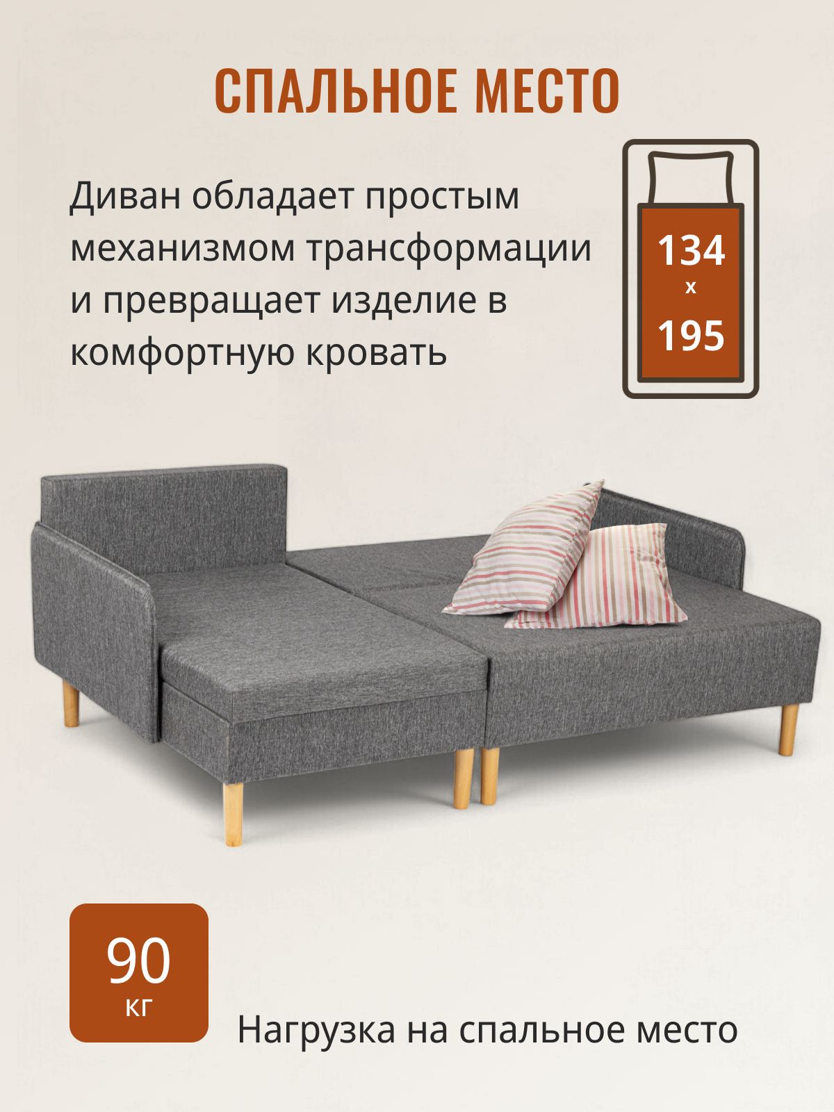 Угловой диван-кровать Неаполь темно-серый рогожка с подлокотниками еврокнижка двуспальный, Divan24 в цвете Темно-серый - вид 5 | Артикул: 77400300