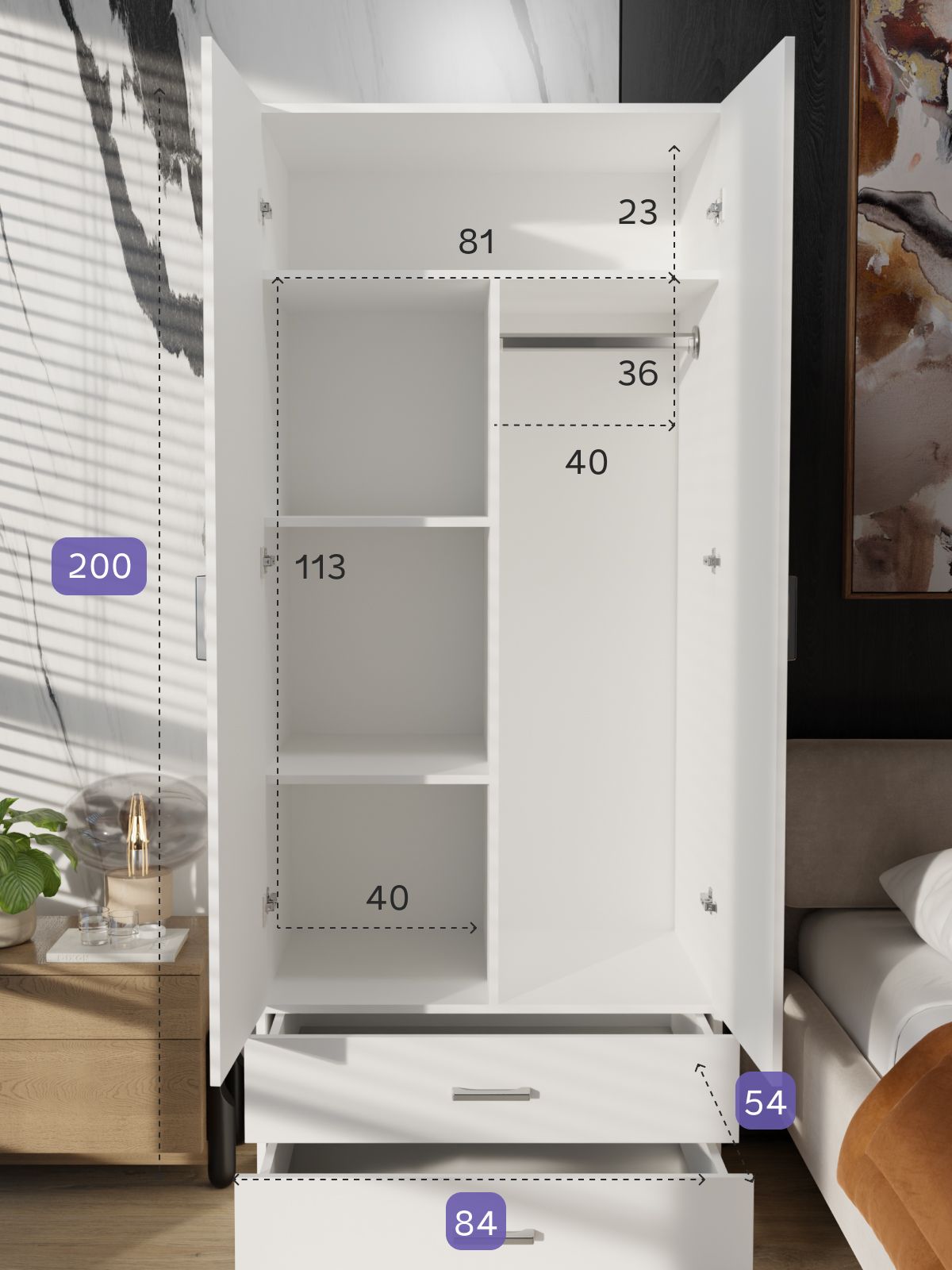 Шкаф "Селла-2", белый, Divan24 — дополнительное фото