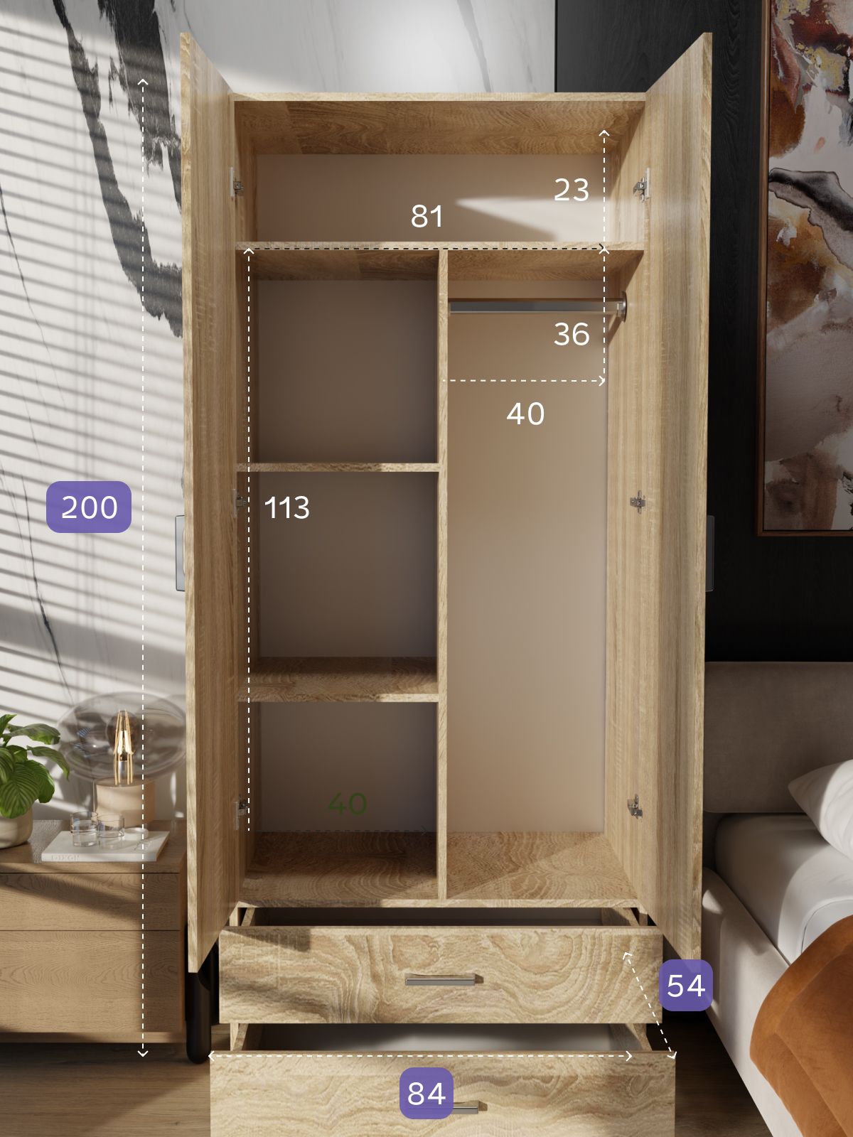 Шкаф "Селла-2", дуб сонома, Divan24 — дополнительное фото