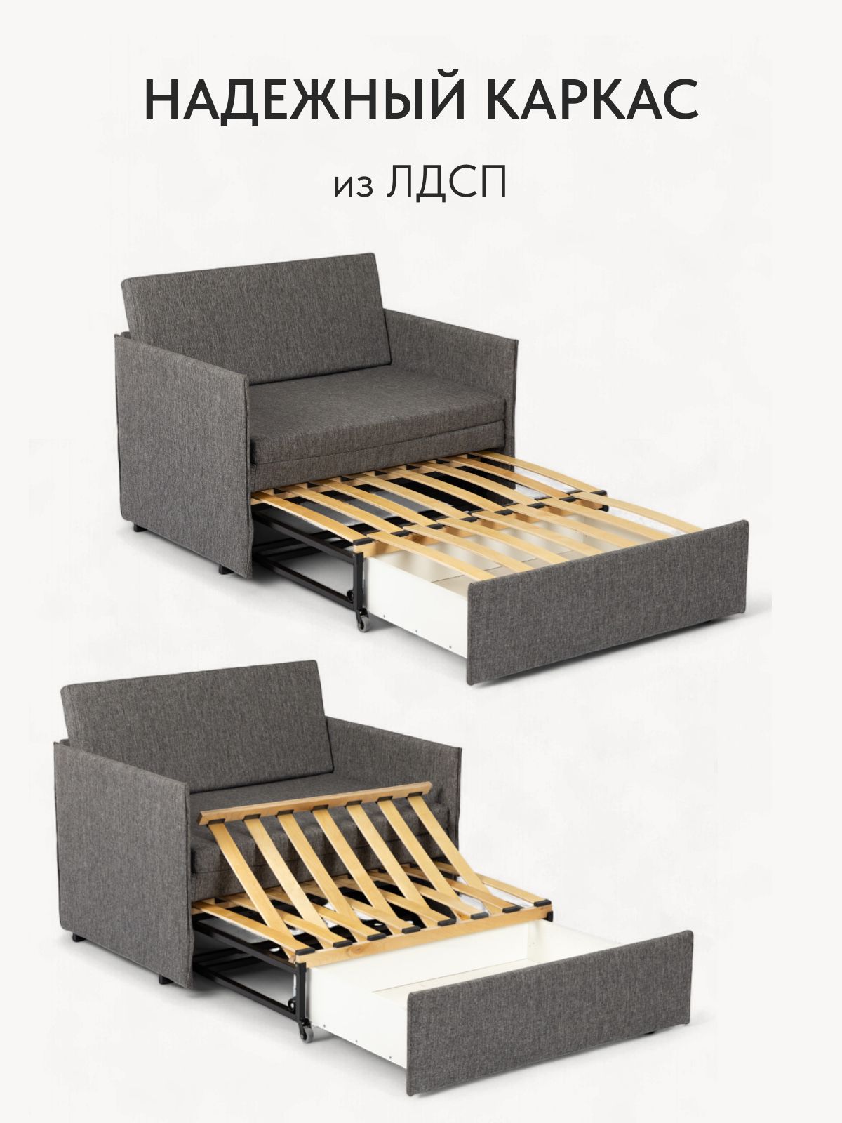 Кресло-кровать "Майами", темно-серая рогожка, Divan24 в цвете Темно-серый - вид 6 | Артикул: 77400420