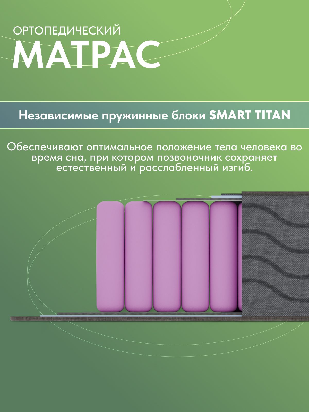 Анатомический матрас Сонима, 120x200 см, независимые пружины в цвете Белый - вид 6 | Артикул: 77400843