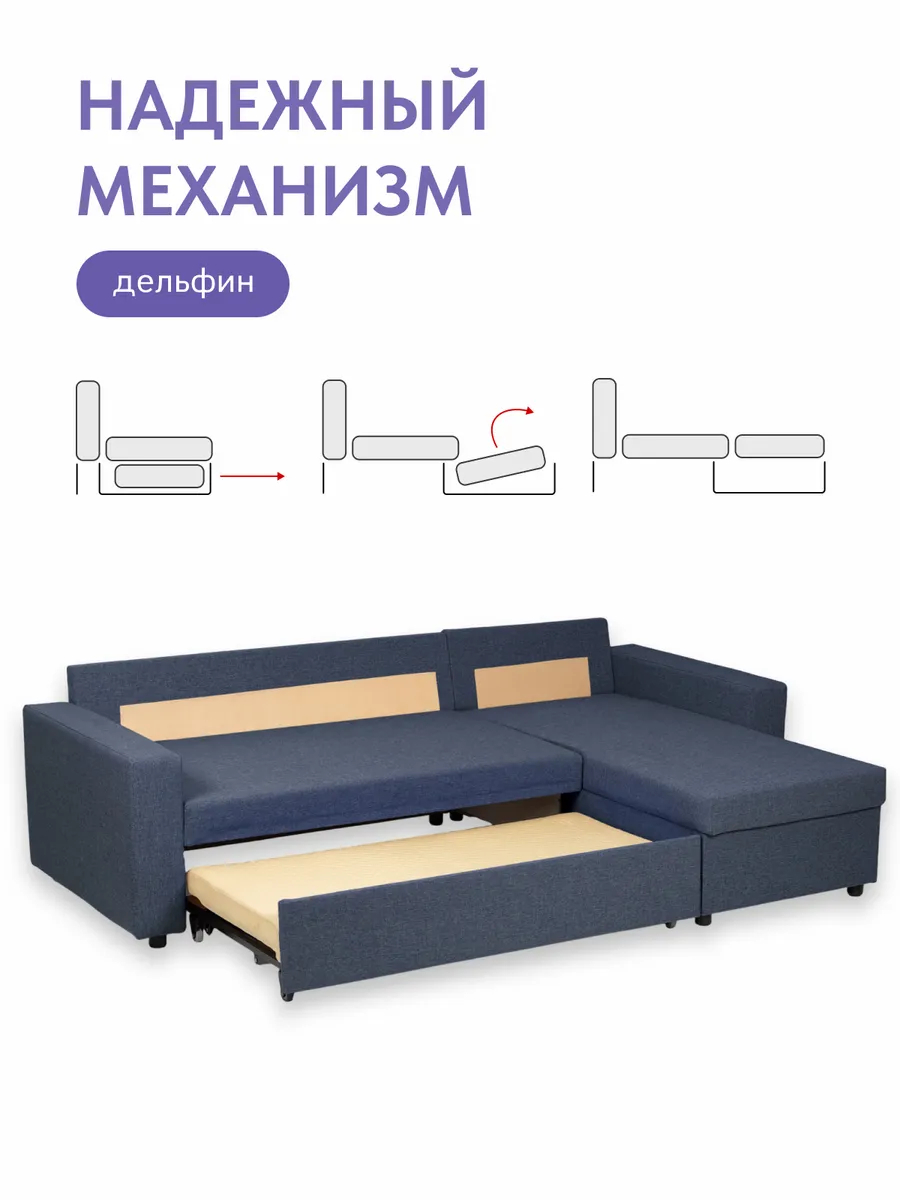 Угловой Дуглас синий рогожка 70300354 - миниатюра 3