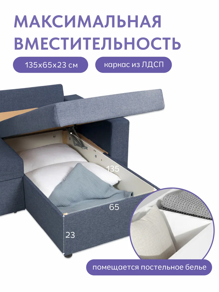 Угловой Дуглас синий рогожка 70300354 - миниатюра 6