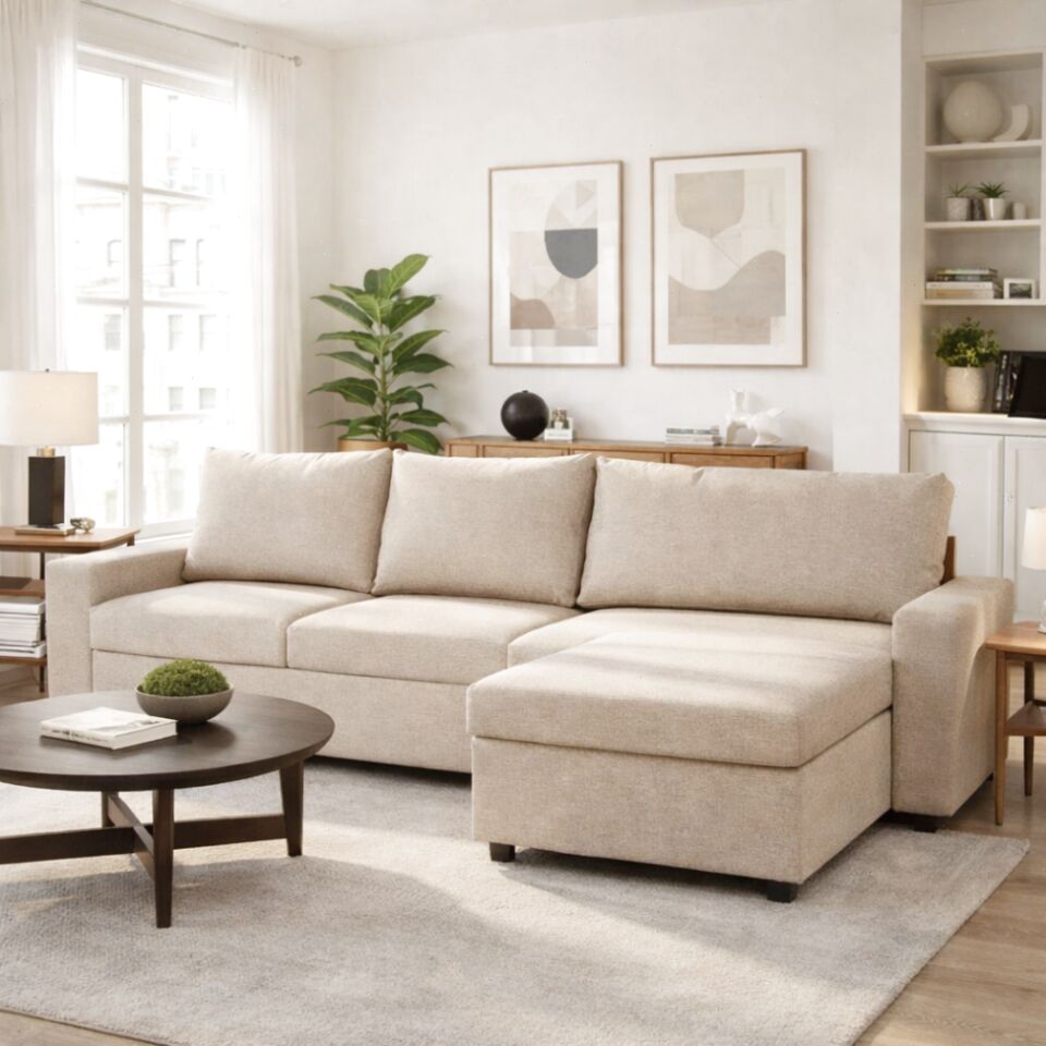 Угловой Дуглас бежевый рогожка 70300356