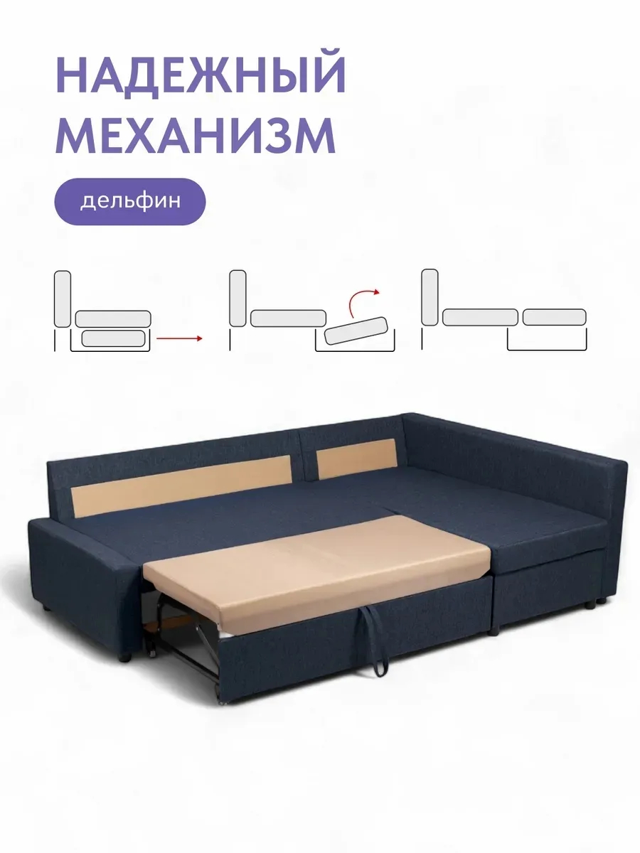 Угловой Траумберг синий рогожка 70310382 - миниатюра 3