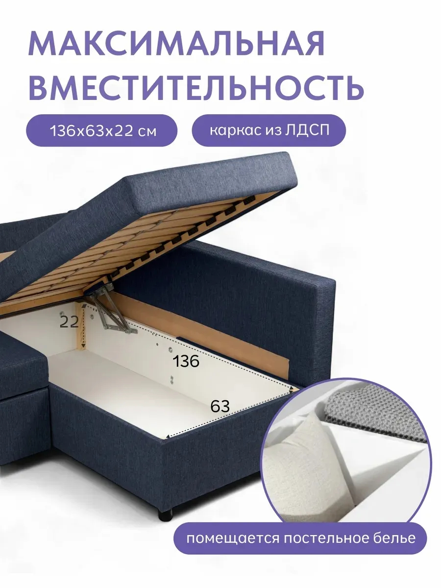 Угловой Траумберг синий рогожка 70310382 - миниатюра 6