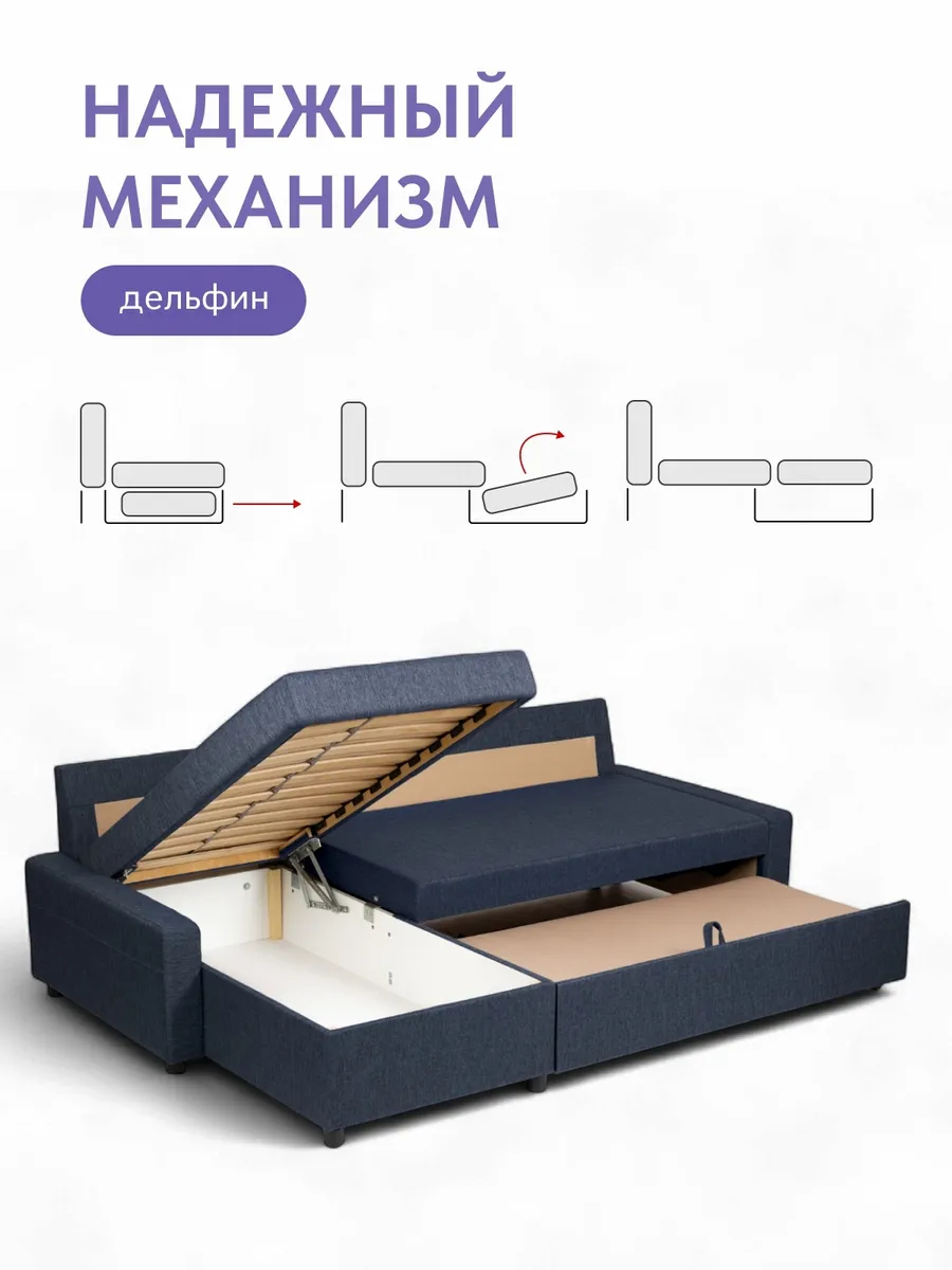 Угловой Траумберг Лайт синий рогожка 70310408 - миниатюра 3