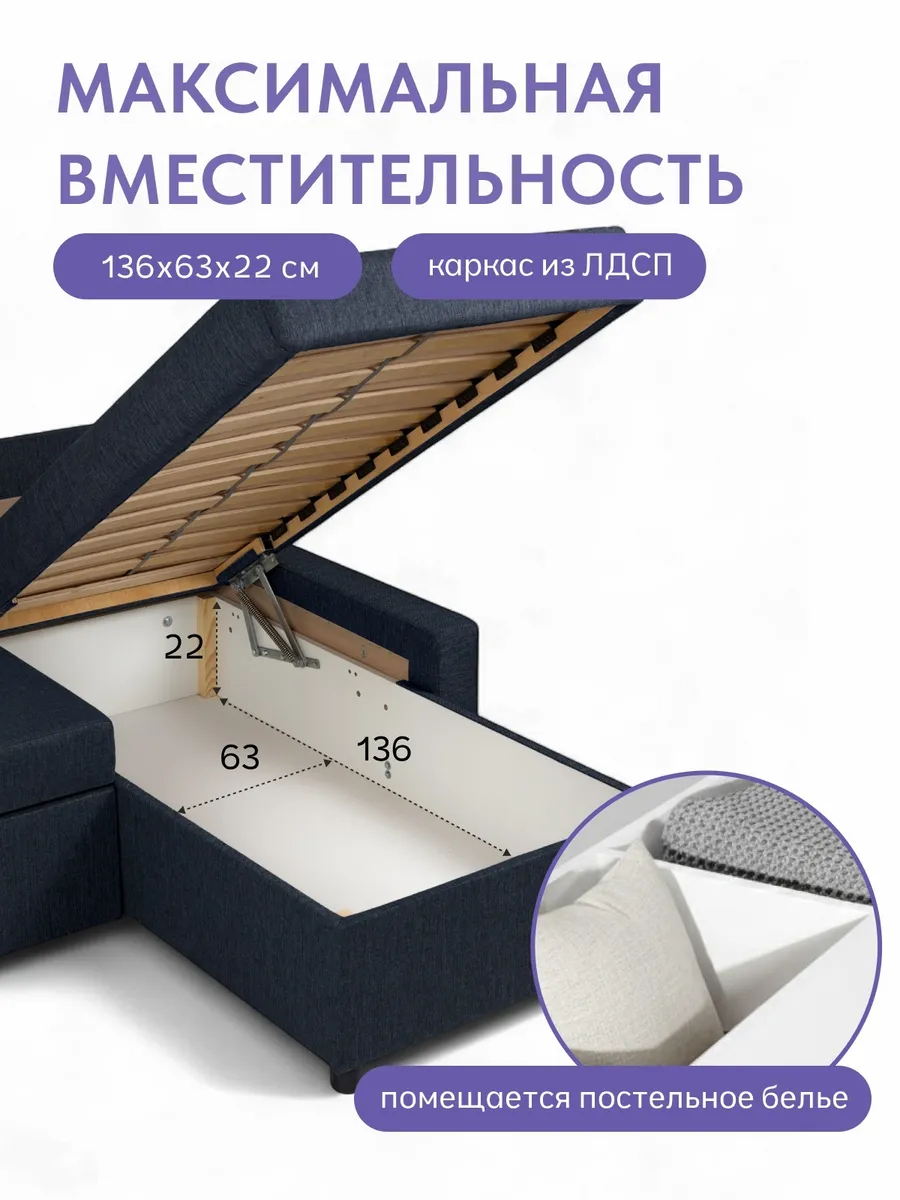 Угловой Траумберг Лайт синий рогожка 70310408 - миниатюра 6