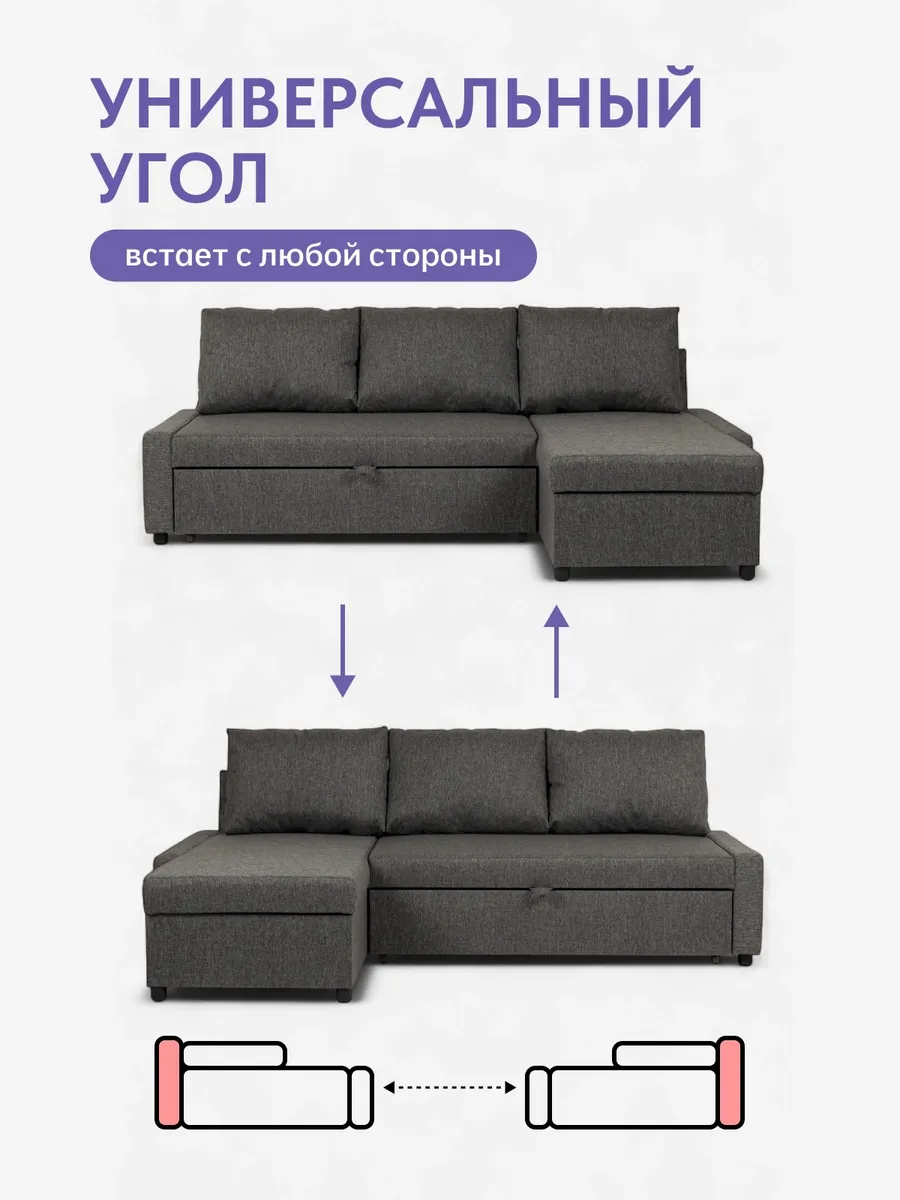 Угловой Траумберг Лайт серый рогожка 70310409 - миниатюра 8