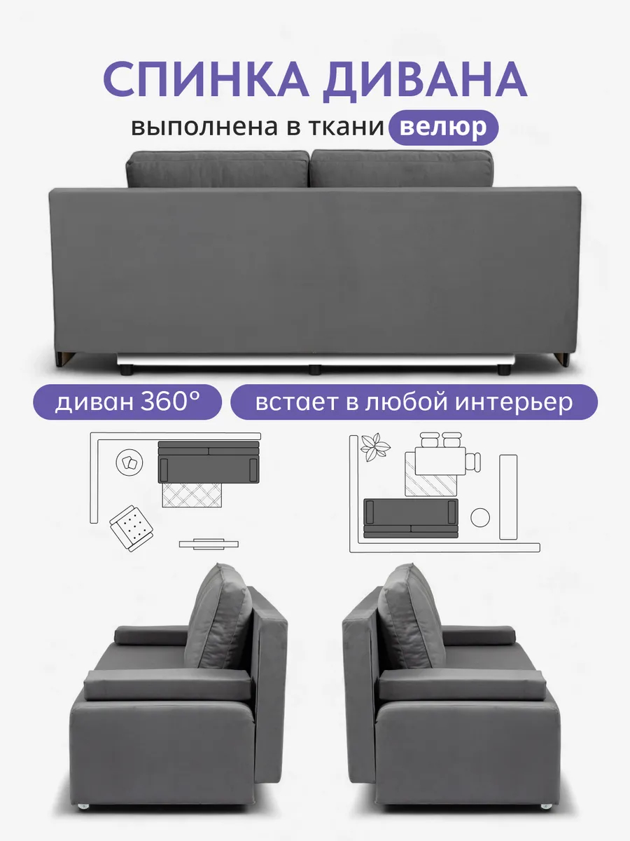 Турин Лайт серый велюр 77400095 - миниатюра 8