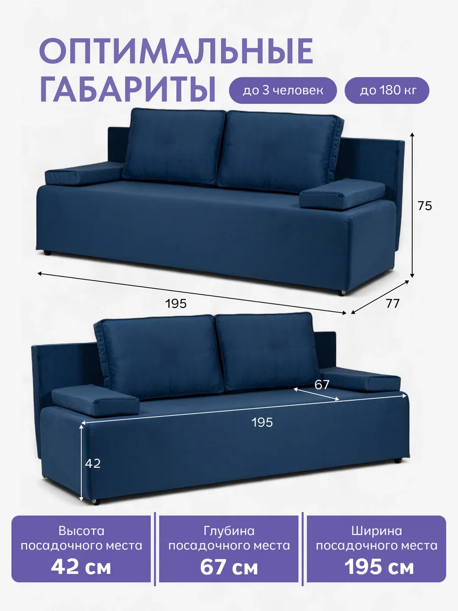 Турин Лайт синий велюр 77400096 - миниатюра 2