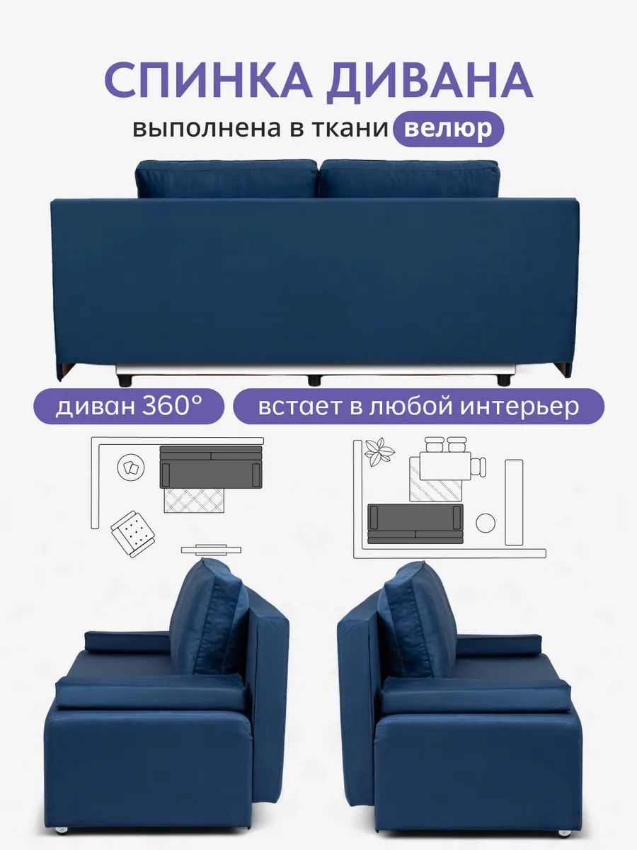 Турин Лайт синий велюр 77400096 - миниатюра 8