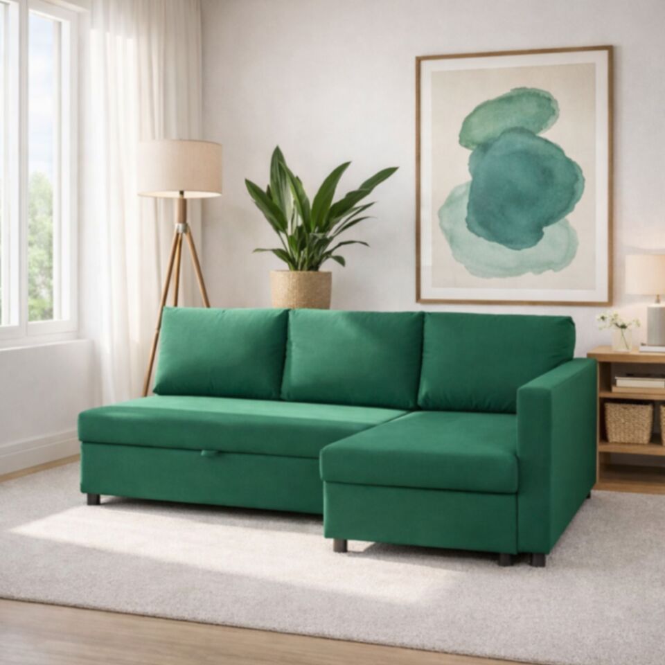 Угловой Траумберг зеленый велюр 77400260