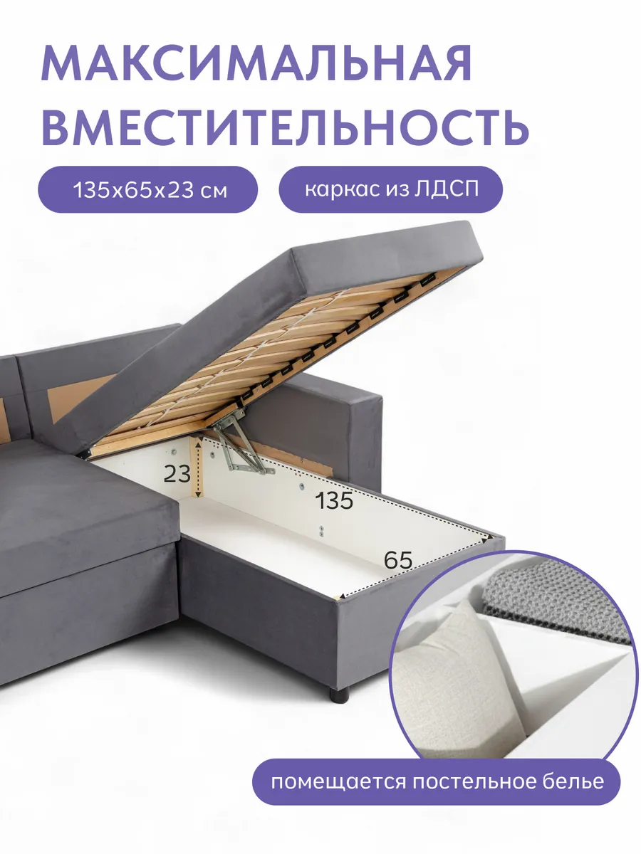 Угловой Дуглас серый велюр 77400288 - миниатюра 6